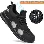 Steel Toe Shoes For Men And Women Comfortable Lightweight Work Safety Shoes Puncture Proof Slip Resistant Indestructible Sneakers Construction Work Utility
