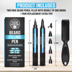 Viking Revolution Beard Pen (2 Pack) - Black Beard Pencil Filler for Men Lapiz para Barba de Hombre - Beard Filler for Men Waterproof Beard Filling Pen Kit - Long Lasting Beard Filler Pen with Brush