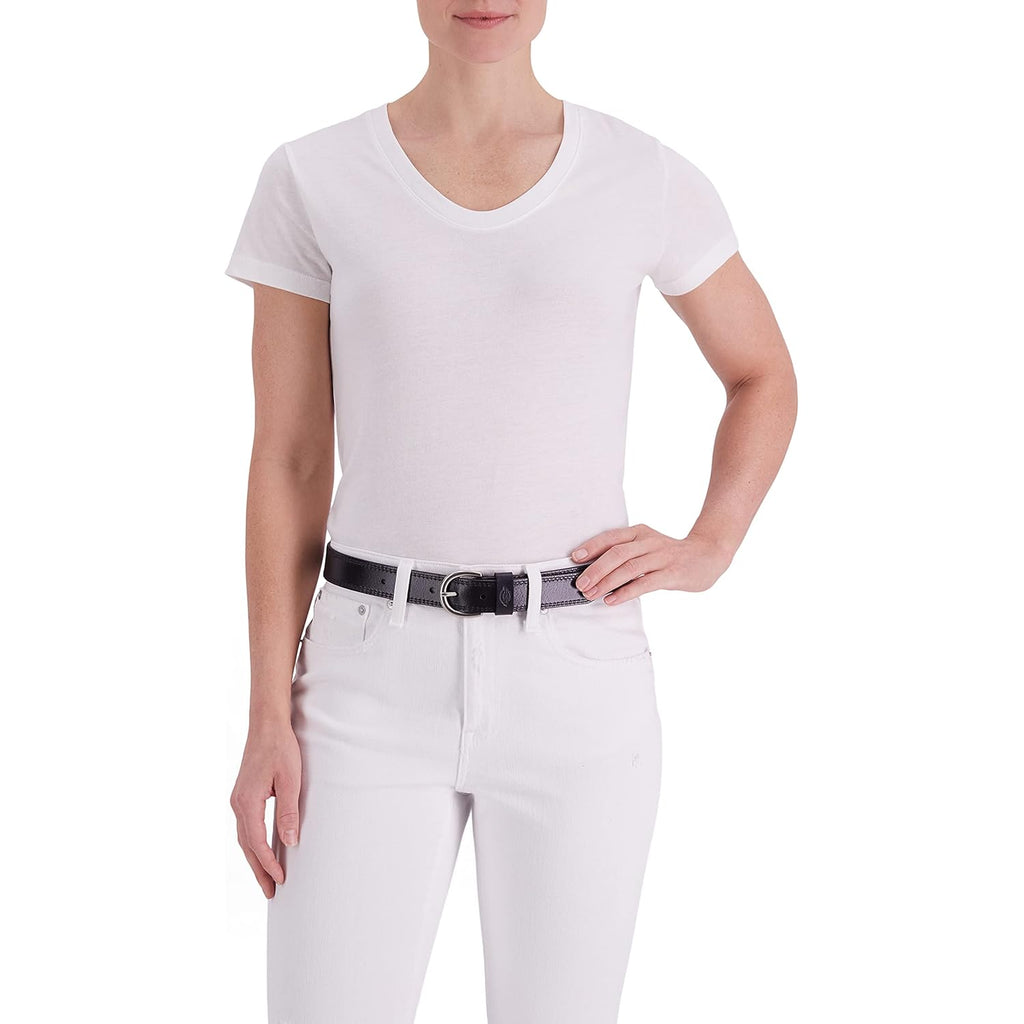 Dickies Women's Casual Leather Jean Workwear Belt With Round Harness Buckle