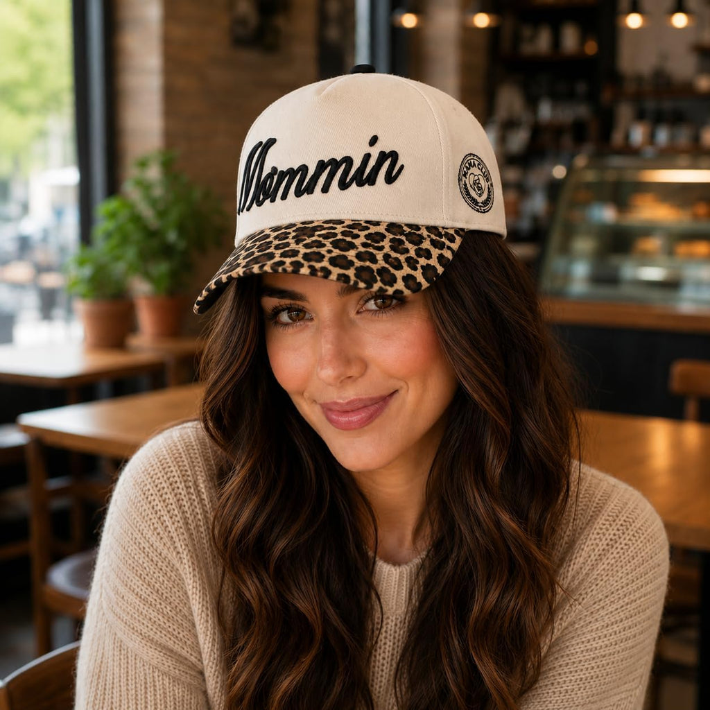 Dad Hats for Men, Vintage Trucker Hats,Premium Embroidered Family Baseball Cap Dads & New Fathers Leopard Print-mommin
