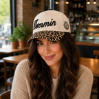 Dad Hats for Men, Vintage Trucker Hats,Premium Embroidered Family Baseball Cap Dads & New Fathers Leopard Print-mommin