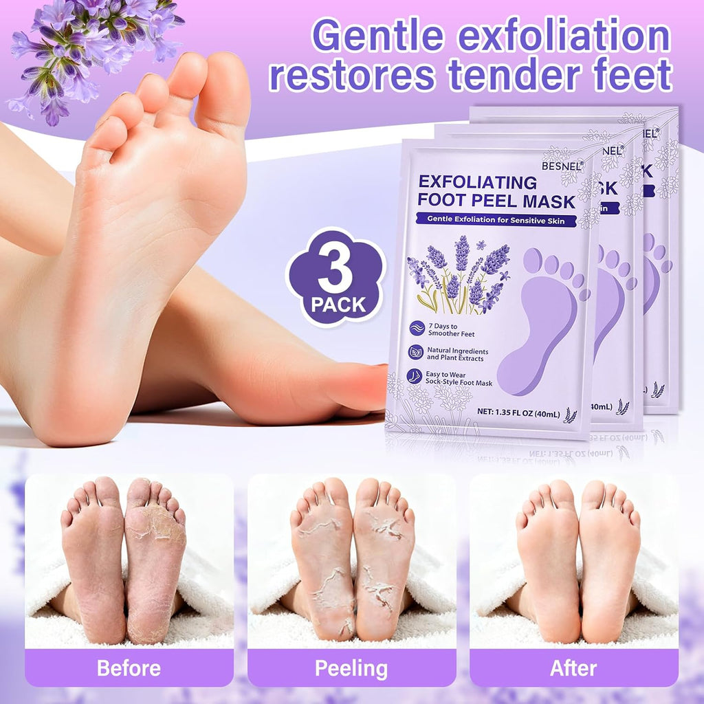 Foot Peeling 3Pcs ＆ 5Pcs Moisturizing Foot Mask, Exfoliator Peel Calluses Dead Skin Callus Remover, Hydrating Foot Masks for Dry Cracked Feet, Repair Rough Heels＆Dry Skin for Baby Soft and Smooth Feet