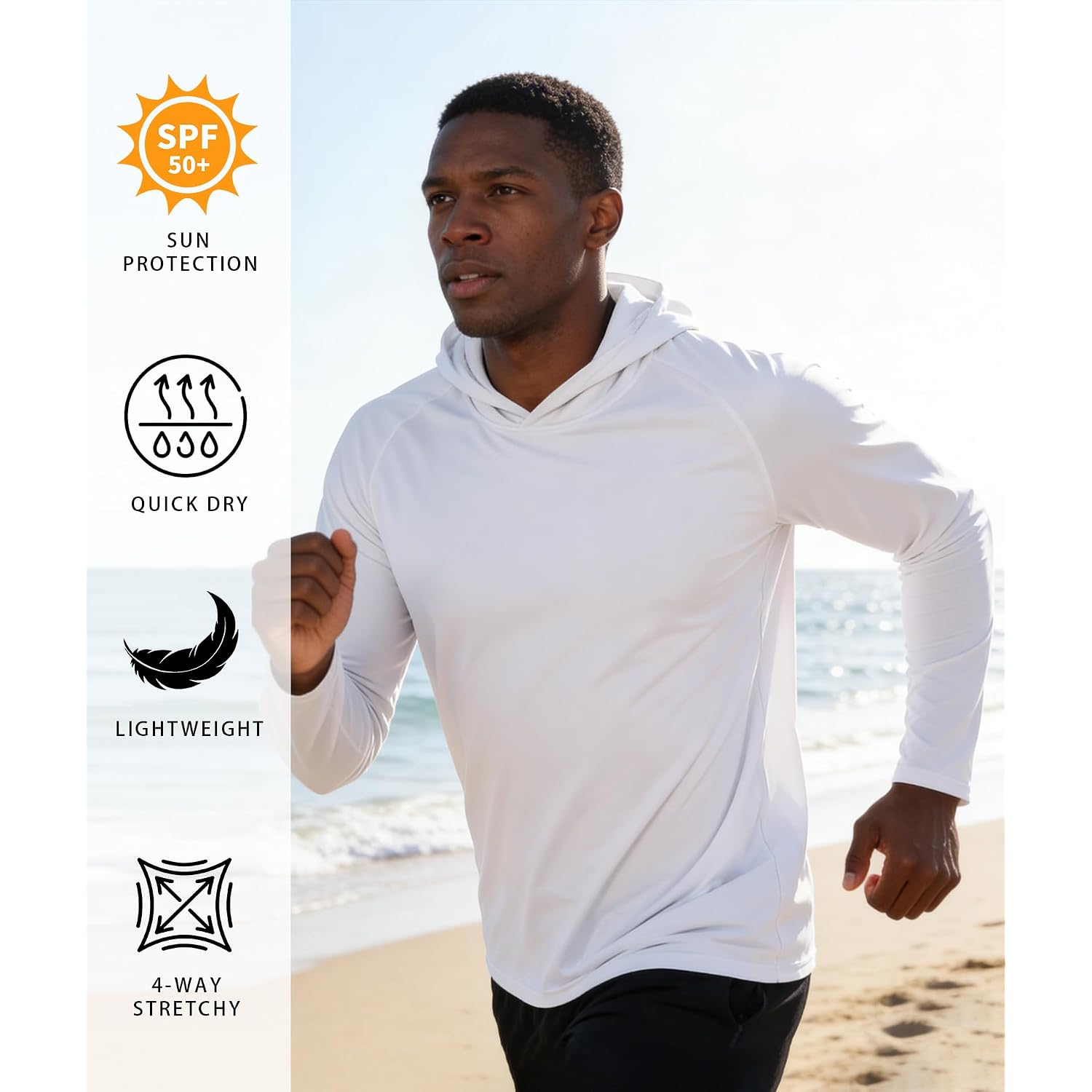 5 Pack Mens Upf 50+ Sun Protection Hoodie Long Sleeve Uv Spf Fishing Shirts Lightweight Running Rash Guard Sun Shirt