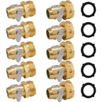 Hourleey Garden Hose Repair Connector With Clamps, Fit For 3/4" Or 5/8" Garden Hose Fitting, Male And Female Hose Adapter Water Hose Repair Kit, 5 Set