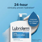 Lubriderm Fragrance Free Daily Moisture Body Lotion + Pro-Ceramide, Unscented Lotion, Body Lotion For Dry Skin, Shea Butter, Glycerin, Non-Greasy 24-Hour Moisturizer, Paraben & Dye Free, 24 Fl Oz