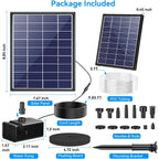 6.5W Solar Fountain Pump For Bird Bath Built-In 3000Mah Battery Backup, Diy Solar Water Fountain With Double-Layer Nozzles & Dry-Run Protection 5Ft Tubing For Ponds, Bird Bath, Water Features