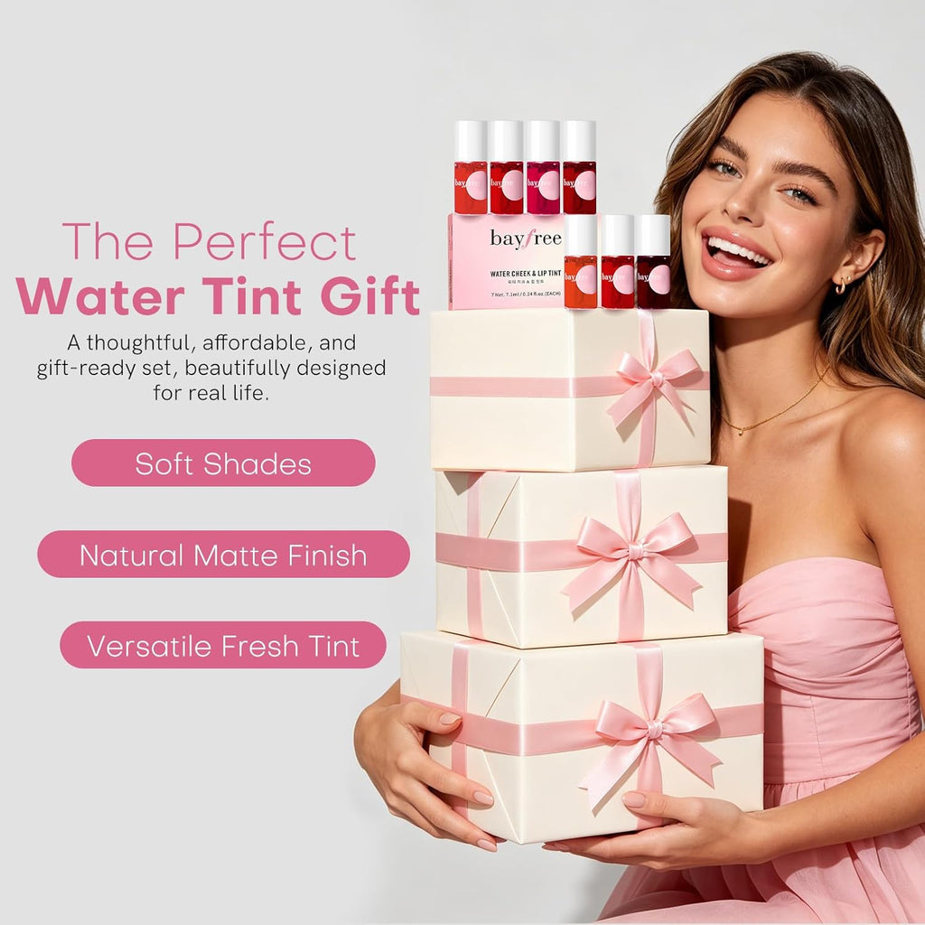 bayfree Lip Tint Stain Set, 7 PCS Lip Stain Long Lasting Waterproof, Hydrating Non-Sticky Liquid Blush & Water Tint, Transfer-Proof, High Pigment Matte Finish,Vegan Korean Makeup Set (fruit land)