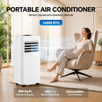 Portable Air Conditioners, 16000 Btu 5-In-1 Air Conditioner Portable With Smart Wifi & Remote, Cools Up To 850 Sq.Ft, Portable Ac Unit With Cool, Fan, Dehumidifier, Sleep, 24H Timer, Installation Kit