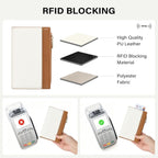 CLUCI RFID Wallet Women PU Leather Small Women Wallet Blocking Bifold Ladies Wallet Credit Card Holder Beige with Brown