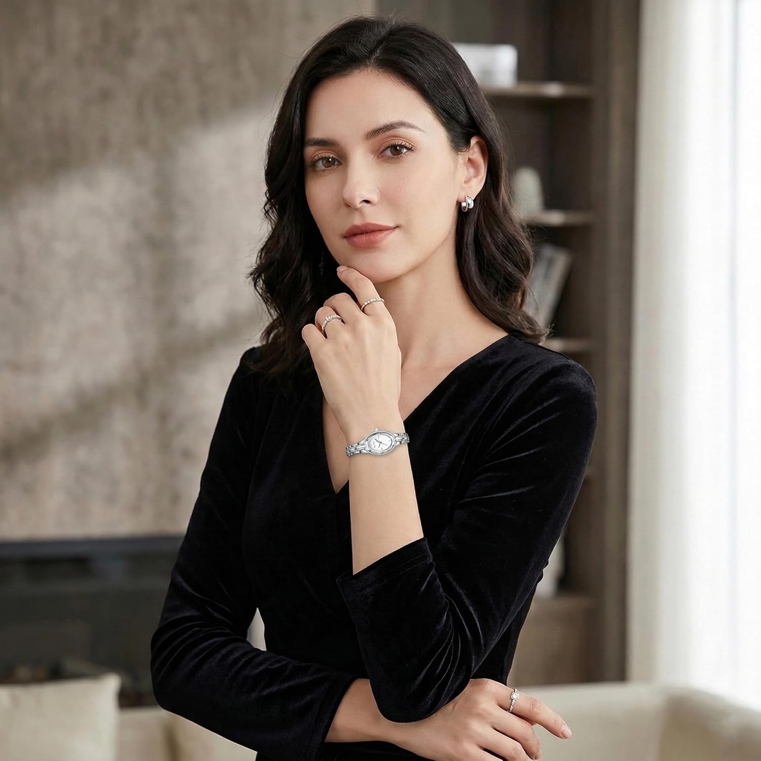 Diaofendi Gold Watches for Women Easy Read Ladies Quartz Wrist Watches with Small Vintage Bracelet