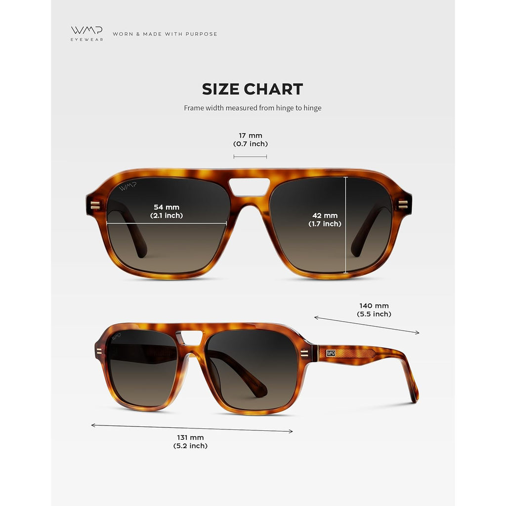 WearMe Pro – Women’s Polarized Aviator Sunglasses: Acetate Frame & Trendy Sleek Double Bridge