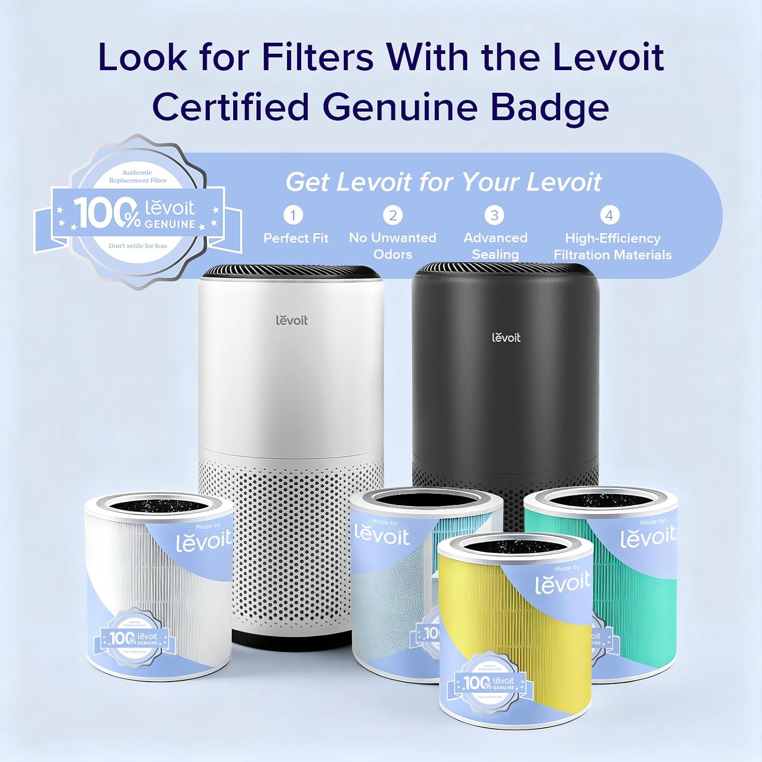 Levoit Core 400S-P Air Purifier Replacement Filter,Genuine Air Filter,1Pack | Aham Verifide,Hepa Sleep Mode, High-Efficiency Activated Carbon, Removes Smoke, Odors, Allergens,Dust,Pet Hair, Core 400S-Rf