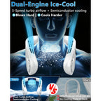 Neck Fan With Cooling Plate-24H Quiet Powerful Fans That Blow Cold Air-5 Speed&Power Led Display-Usb 5500Mah Bladeless Wearable Personal Ac Cooler For Women,Men,Kids,Travel,Outside,Indoor White