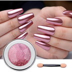 Chrome Nail Powder - Rose Gold/Pink Nails Chrome Powder Mirror Effect, Premium Metallic Mirror Chrome Nail Powder Pigment for Nail Art Decoration