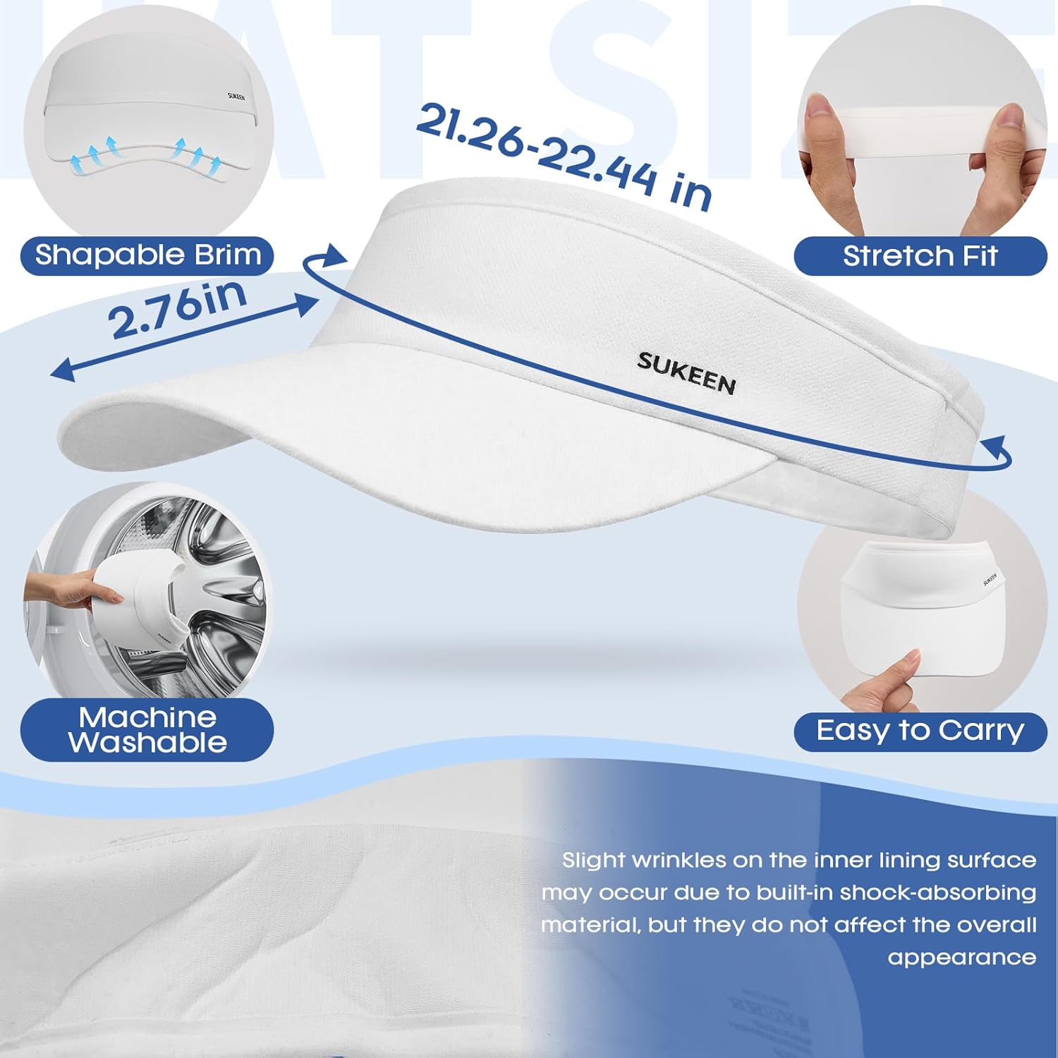 Sukeen Sun Visor for Women Men Lightweight Running Hat with Shock Absorbing Quick Dry Sweatband Stretchy Visor Hat for Sports