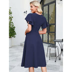 Anrabess Womens Cocktail Dress Semi Formal Wedding Guest Wrap Midi Dresses Summer Western A Line High Low Ruffled Dress