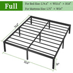 Metal Platform Bed Frame Full Size, 18 Inch Height With Heavy Duty Steel Support, No Box Spring Needed, Easy Assembly And Underbed Storage,Black