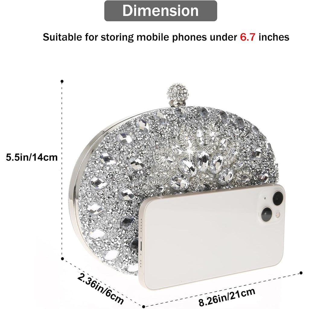 Womens Sparkly Rhinestone Glitter Clutch Purse Evening Handbag Shoulder Bag for Wedding Party Prom