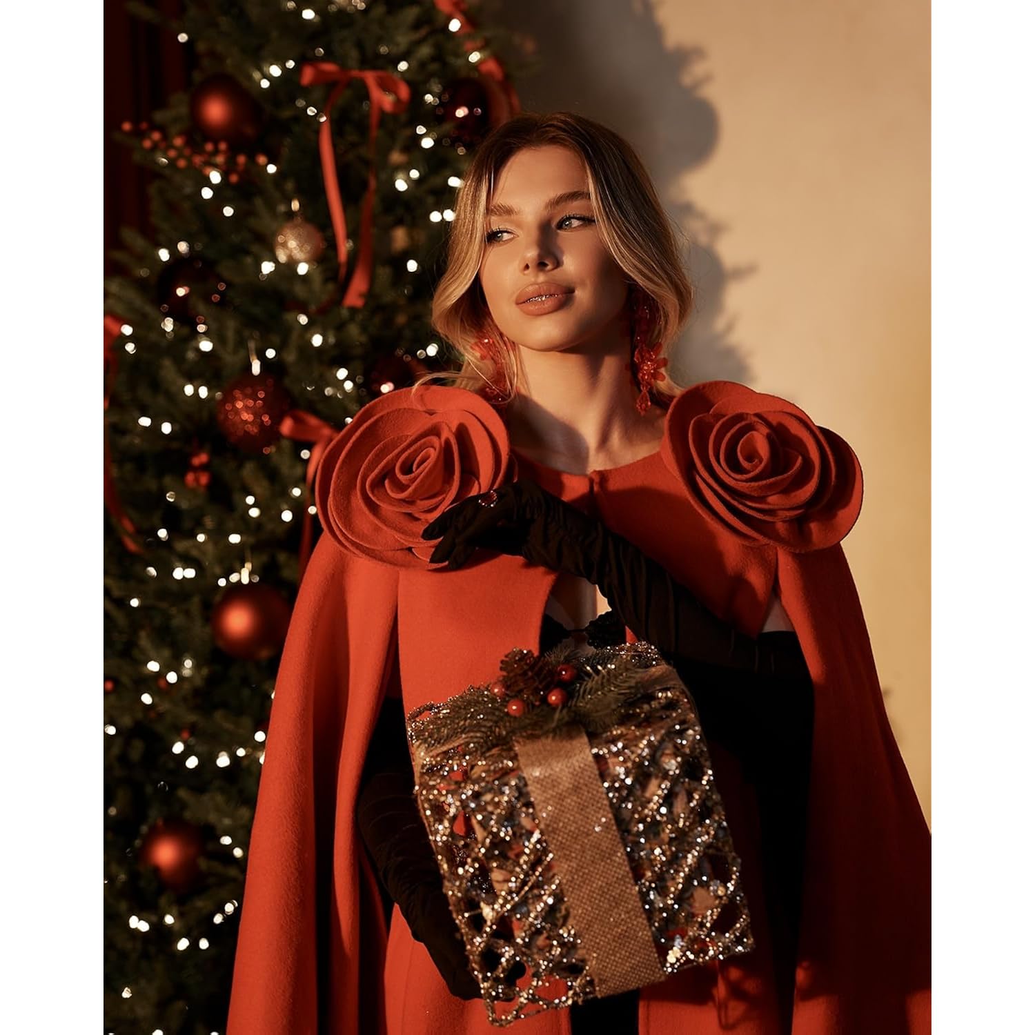Jw Pei Women'S Clara Floral Applique Cape Coat