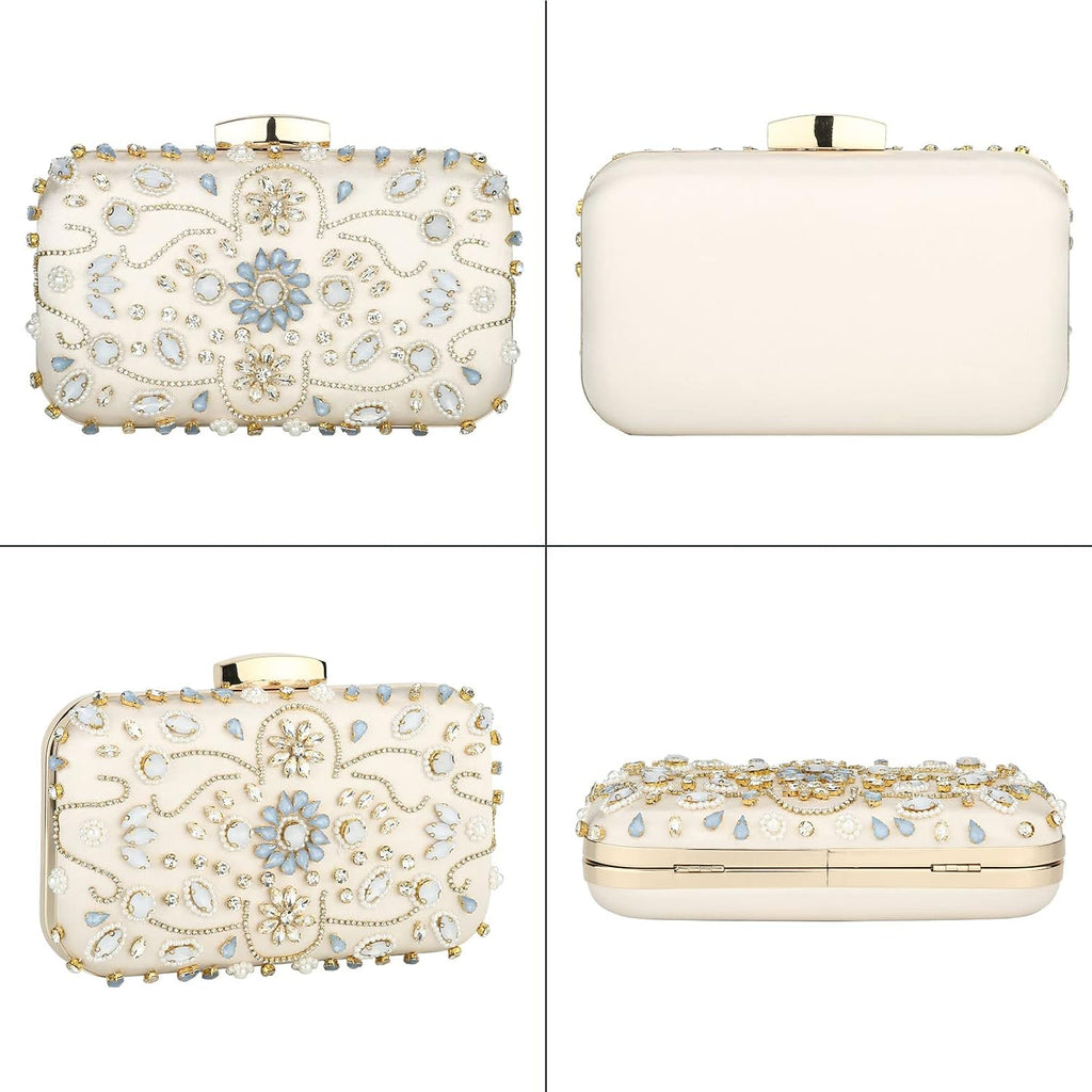 Womens Crystal Beaded Evening Bag Wedding Clutch Purse
