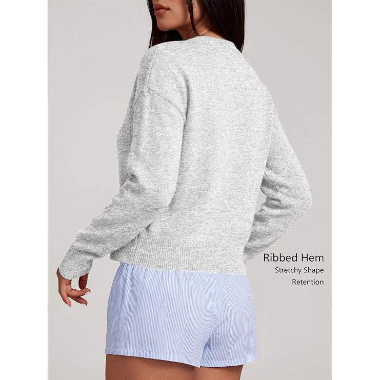 Trendy Queen Cropped Cardigan Sweaters for Women Fall Fashion Clothes 2026 | Lightweight Knit Button-Down, Versatile Layering Piece for Fall, Spring & Office Wear
