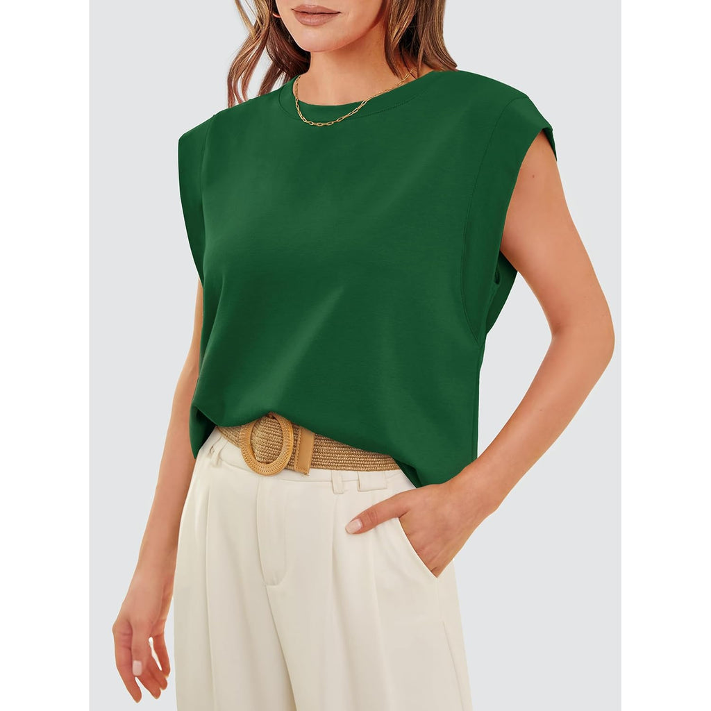 WIHOLL Cap Sleeve Tops for Women Summer Top Basic Tee Shirts Business Casual Tank Loose Fit 2026 Fashion