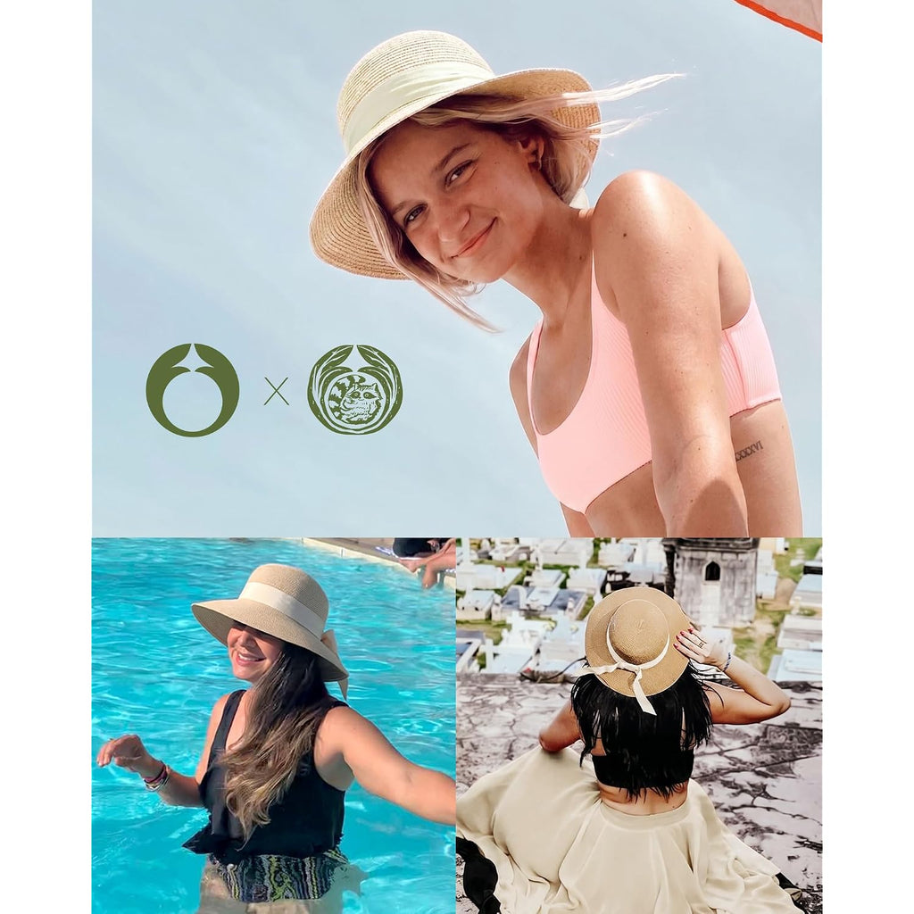 Furtalk Womens Beach Sun Straw Hat Uv Protection Travel Packable Foldable Brim Summer Uv Hat
