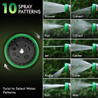Restmo 10-In-1 Water Hose Nozzle, Garden Hose Sprayer With 10 Adjustable Spray Patterns, Easy Thumb Control For Flow Adjustment, Ideal For Watering Plants & Lawns, Washing Cars & Pets, Green