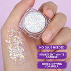 Teenitor Body Glitter With Face Gems Stickers Set, 12 Pots Iridescent White Face Glitter Hair Glitter Gel & 4 Sheets Hair Jewelry For Kids Makeup, Hair Gems & Pearls Mermaid Accessories For Rave