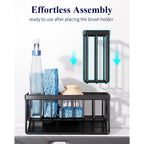 Kitsure Sponge Holder For Kitchen Sink - Rustproof Stainless Steel Sink Caddy Organization And Storage Essentials With High Brush Holder, Home Decor Accessories, 7.9" X 3.7" X 6.2", Black