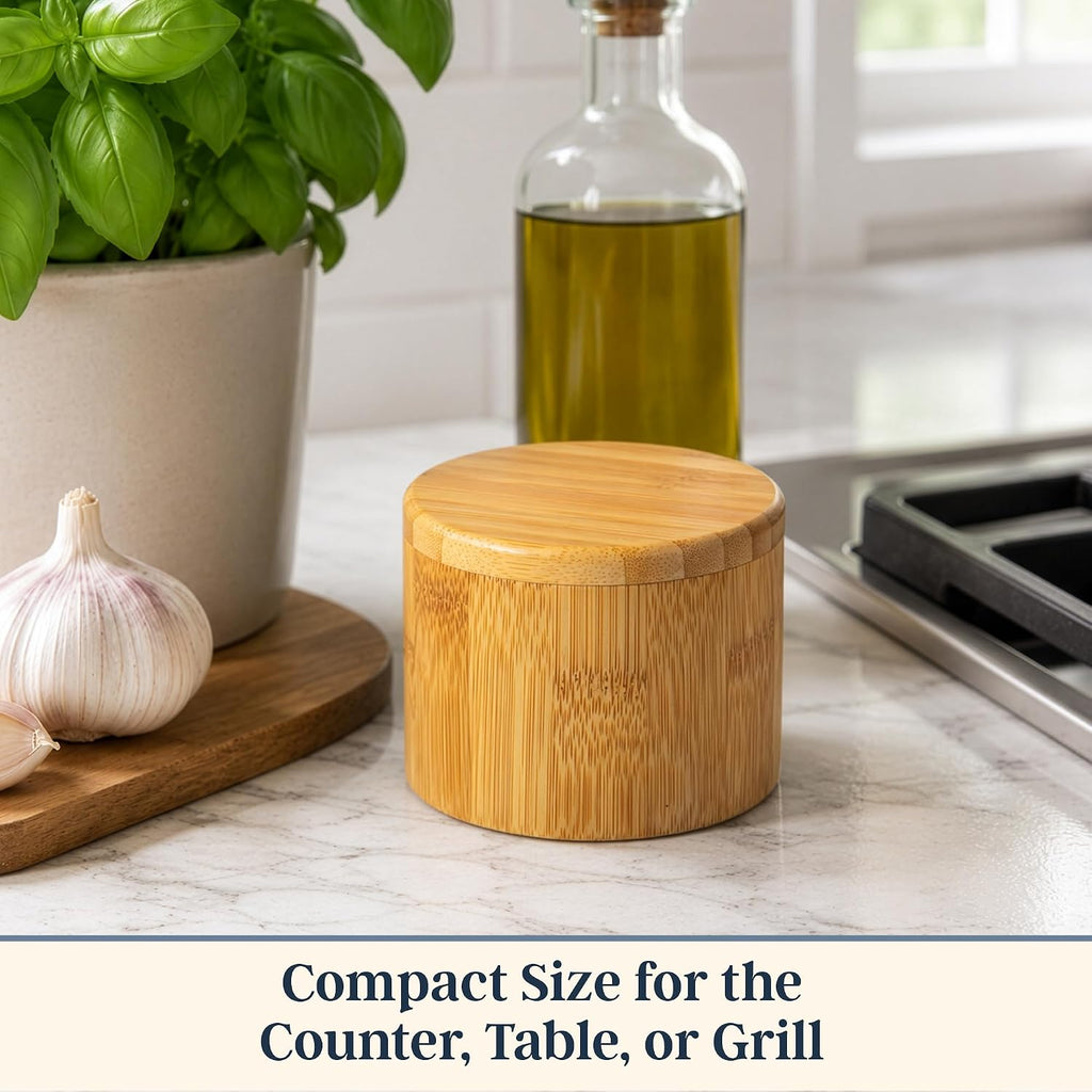 Totally Bamboo Salt Cellar With Swivel Lid, Salt Container For Countertop