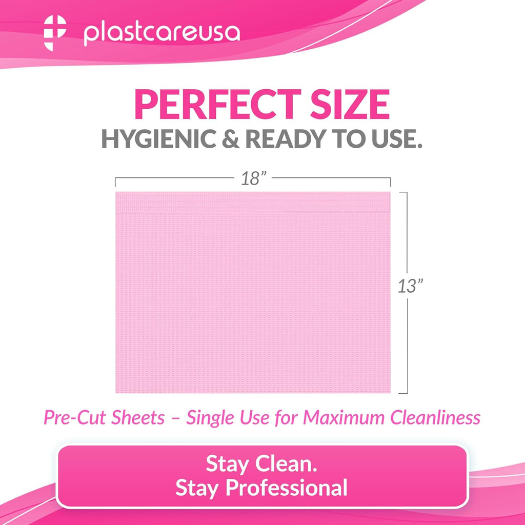 Disposable Nail Mats 50 Pcs - Salon Paper Towel and Table Cover for Nail Tech - 3 Ply Waterproof Manicure Prep Pads - Acrylic Art Supplies and Accessories (Pink)