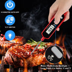 Lonicera Digital Cooking Thermometer For Bread, 5-Inch Probe, Red | 2–3 Second Instant Read, Ipx6 Waterproof, Backlit Display, ±2°F Accuracy, For Bread, Dough, Liquids, Water And Meat