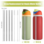Metal Straw Replacement For Owala Water Bottle 24 Oz 32 Oz Accessories, With 2 Straw Cleaner, Reusable Stainless Steel Straws Compatible With Owala Water Bottle - 4Pcs