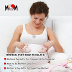 1st Mothers Day Gift for New Mom 925 Sterling Silver Mother Child Necklace as First Mothers Day Gifts for Pregnant Daughter Wife