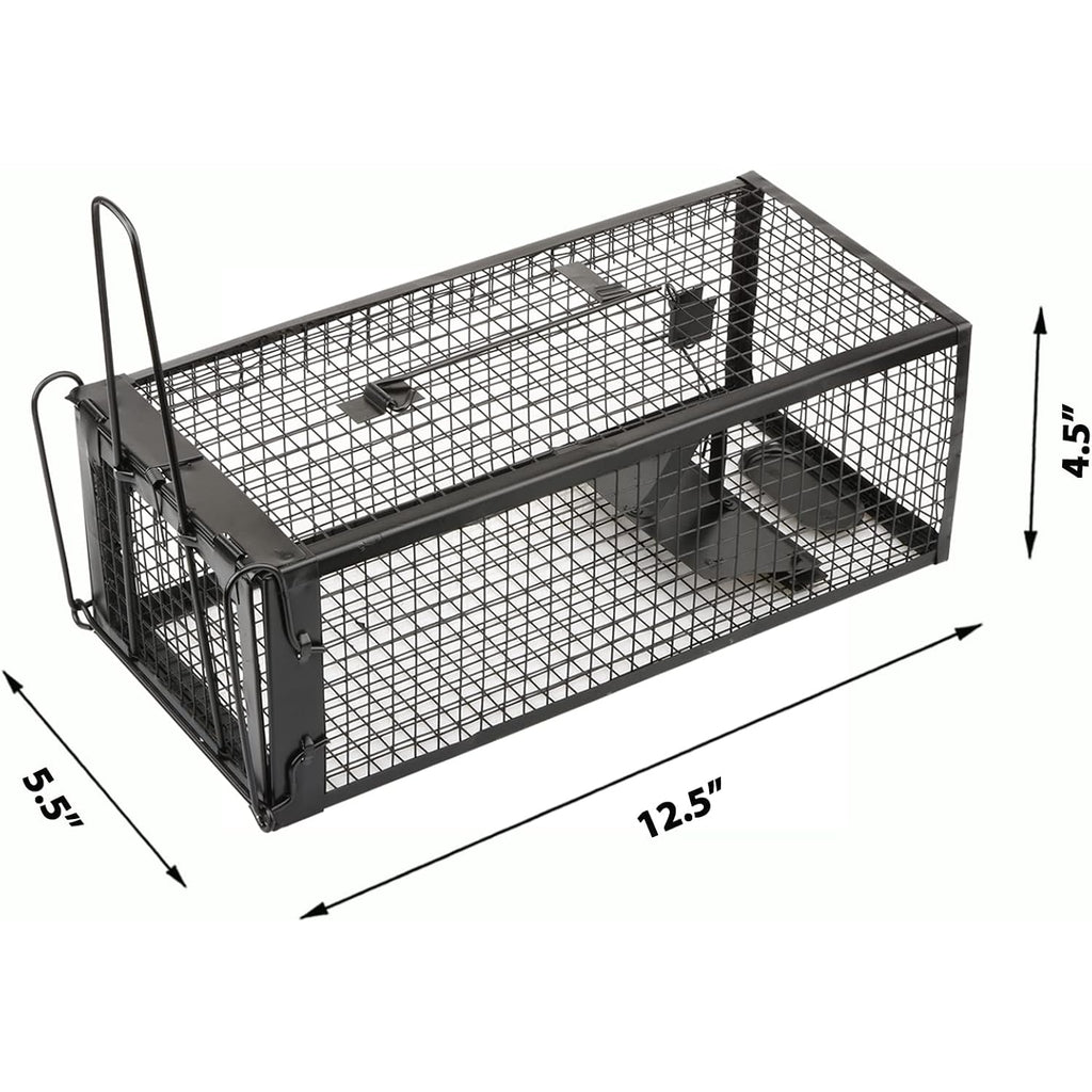 2-Pack Rat Traps Humane Live Mouse Vole Chipmunk Trap Cage For Indoors And Outdoors (Black)