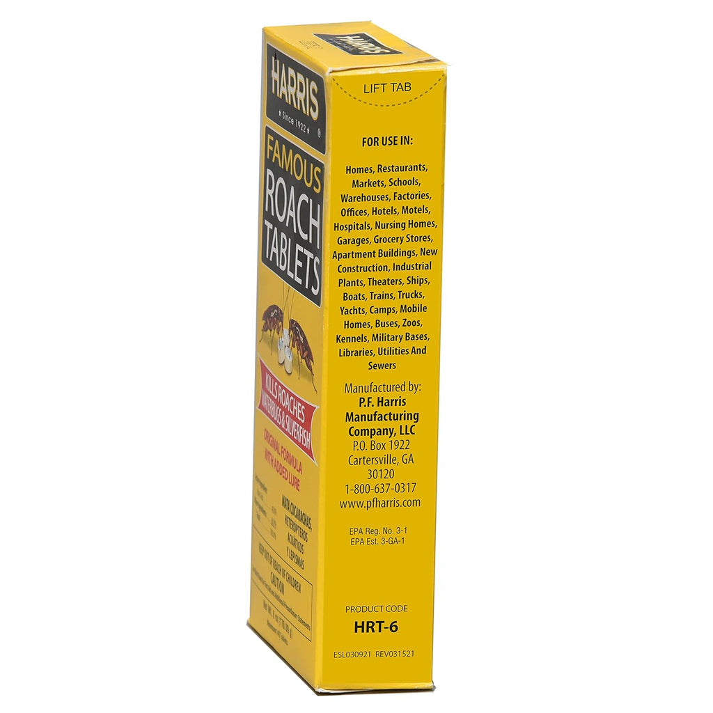 Harris Roach Tablets, Boric Acid Roach And Insects Killer With Lure, Alternative To Bait Traps (6Oz, 145 Tablets), Yellow
