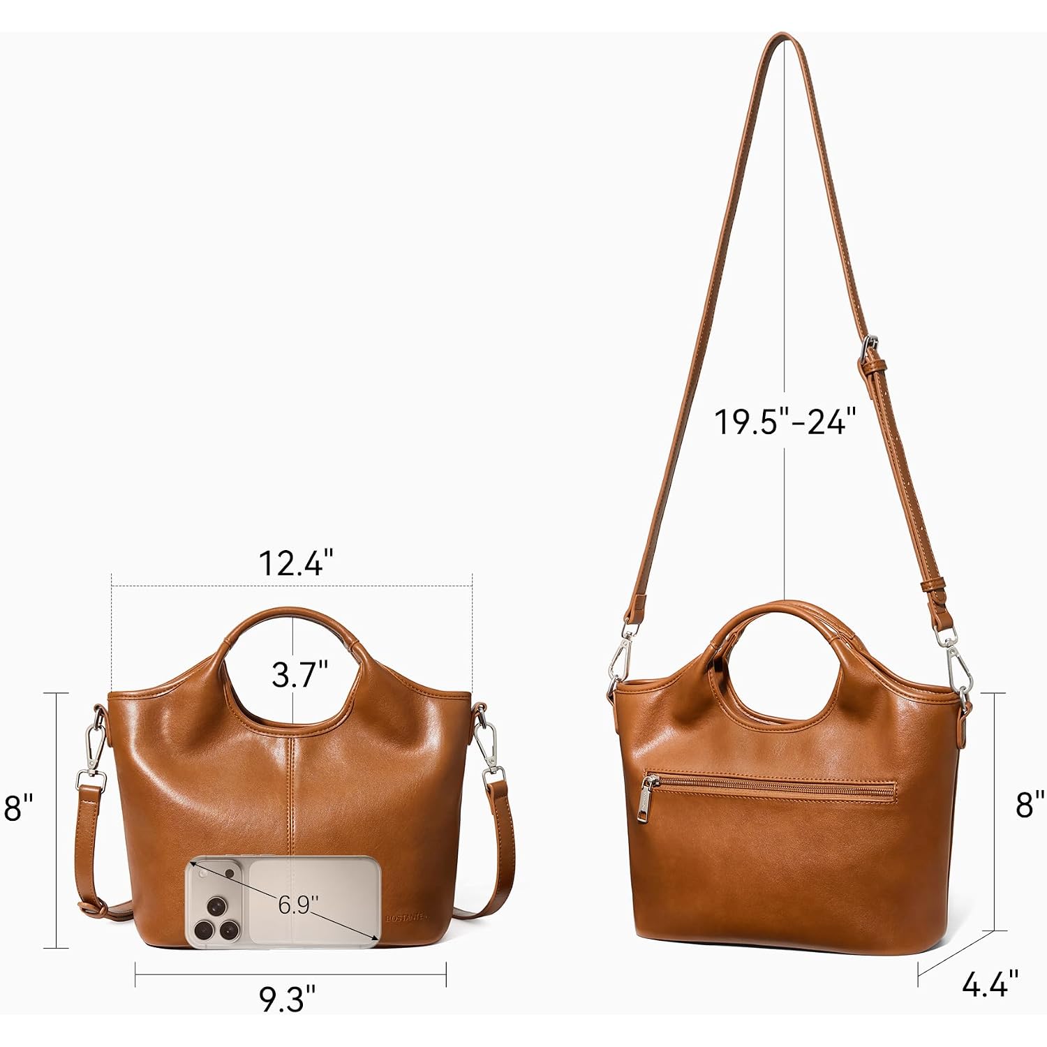 Bostanten Vegan Leather Purses For Women Soft Top Handle Satchel Crossbody Zipper Handbag With Detachable Shoulder Strap