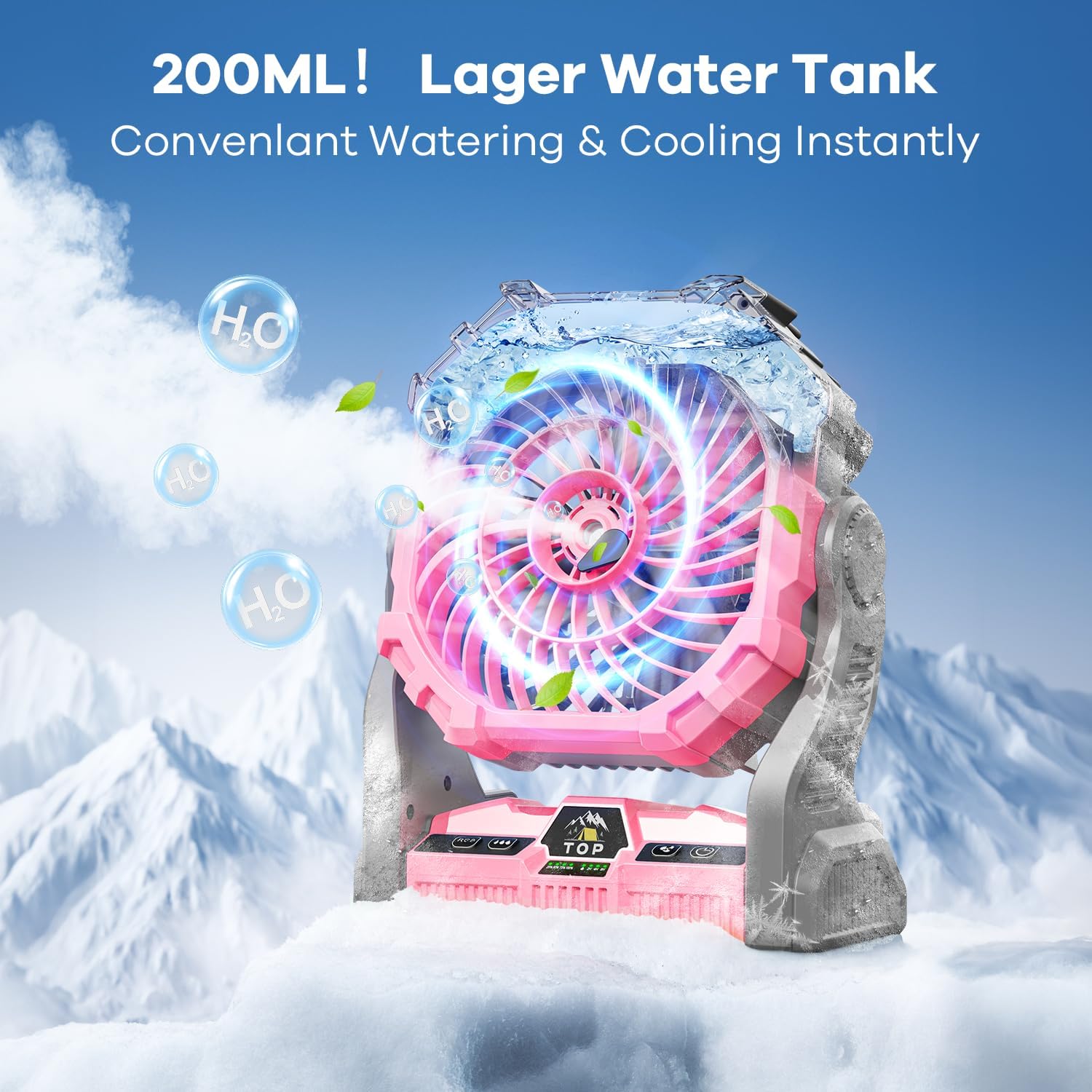 Misting Fan Portable With Rgb Lantern, 30000 Mah Rechargeable Camping Mist Fan With Emergency Battery Power Bank Hurricane Supplies, Perfect Cooling Mister For Outdoor Travel