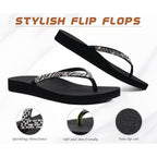 Kuailu Women'S Rhinestone Flip Flops With Comfort Arch Support Yoga Mat Cushion Sandals Fashion Summer Beach Travel Orthotic Walking Thong Sandles Slip On Plantar Fasciitis Indoor Outdoor Shoes