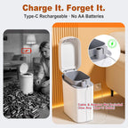Bathroom Trash Can With Lid, Automatic Motion Sensor Trash Can, 3.5 Gallon Garbage Can, Type-C Rechargeable, Bag-Holding Design, One-Pull Auto Packing, Quiet-Close Hinge For Bedroom, Office
