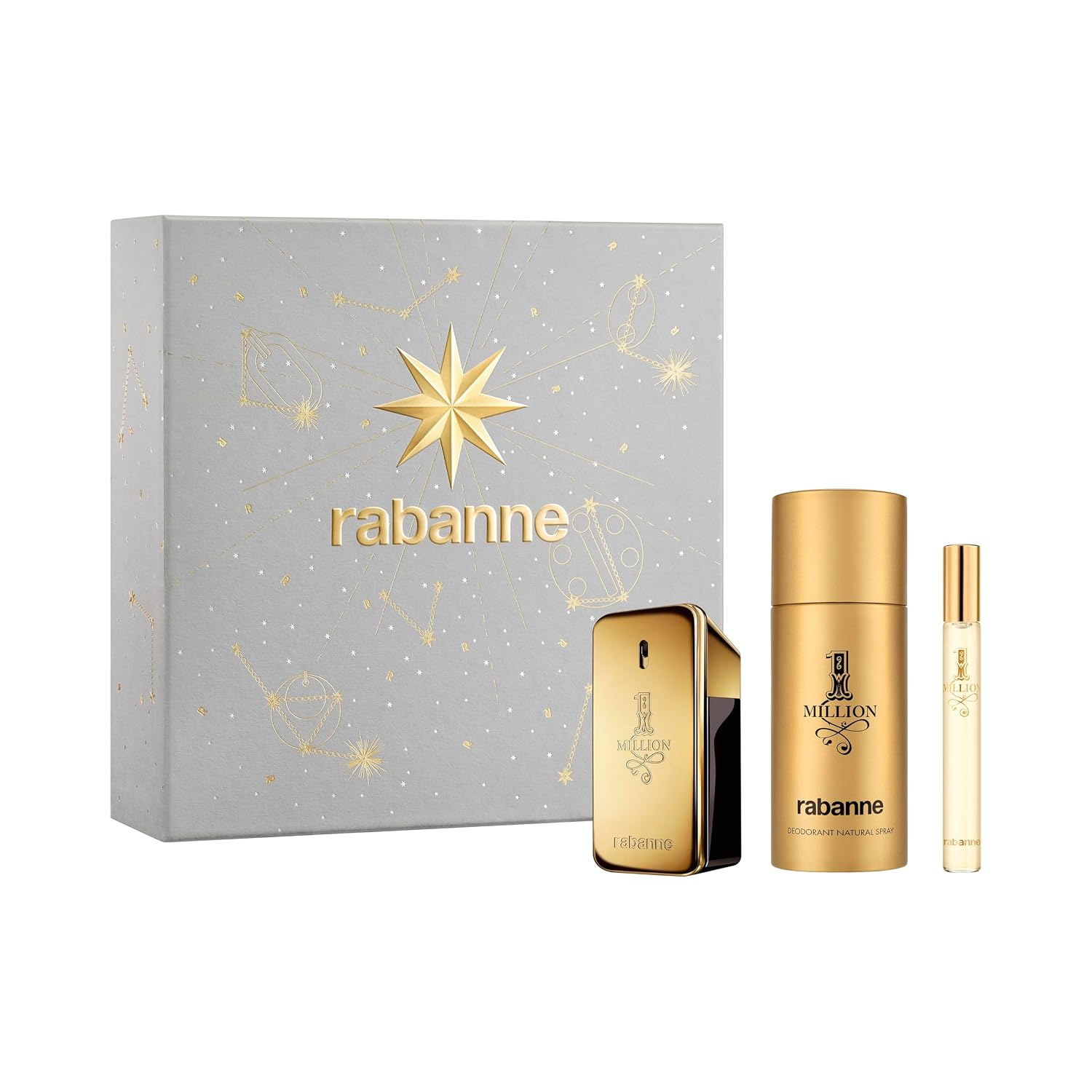1 Million By Paco Rabanne For Men - 3 Pc Gift Set 1.7Oz Edt Spray, 0.34Oz Edt Spray (Mini), 5.1Oz Deodrant Spray