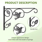 2 Pack Heavy Duty Plant Hooks For Hanging - 12 Inch Metal Wall Hangers Indoor/Outdoor, Sturdy Plant Bracket For Bird Feeders, Planters, Lanterns, Wind Chimes - Patio, Garden, Home Decor (Black)