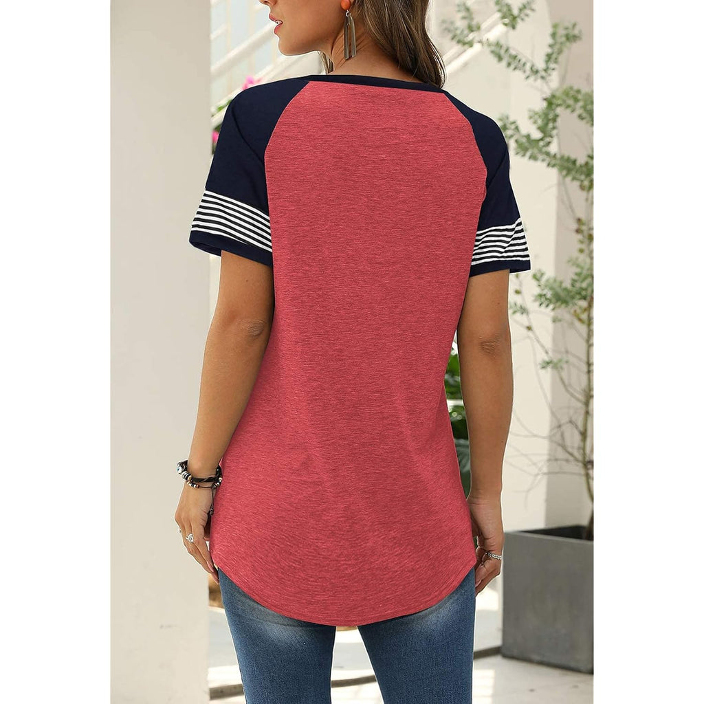 Adibosy Women Summer Casual Shirts: Short Sleeve Striped Tunic Tops - Womens Crew Neck Tee Tshirt Blouses