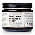 Santa Cruz Paleo, Beef Tallow, Beeswax & Honey Face Moisturizer, Organic, Unscented Grassfed Beef Tallow Skin Care, Sunscreen Free, Non Comedogenic Face & Body Moisturizer For Sensitive Skin, 2 Oz