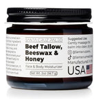 Santa Cruz Paleo, Beef Tallow, Beeswax & Honey Face Moisturizer, Organic, Unscented Grassfed Beef Tallow Skin Care, Sunscreen Free, Non Comedogenic Face & Body Moisturizer For Sensitive Skin, 2 Oz