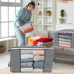3Pcs Zippered Storage Bag For Closet King Comforter, Pillow, Quilt, Bedding, Clothes, Blanket Organizers With Large Clear Window & Carry Handles Space Saver