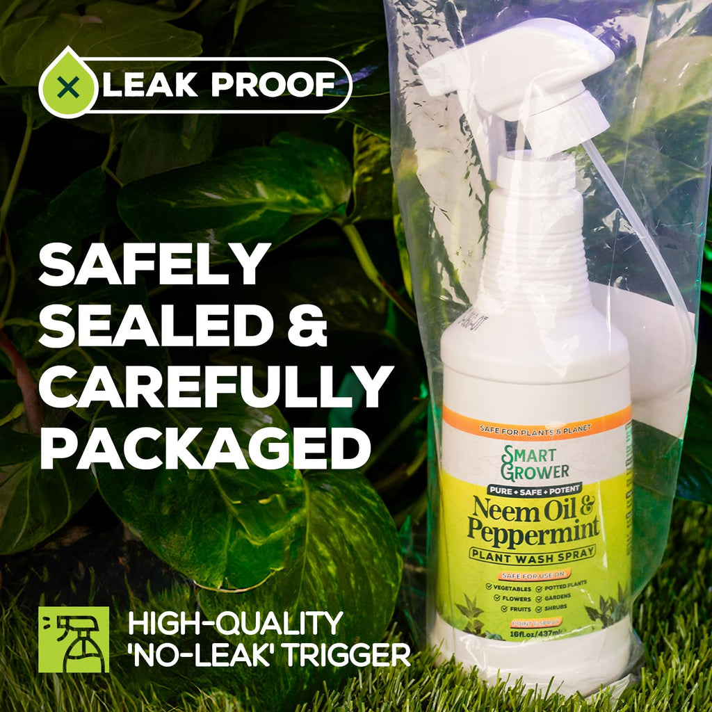 Neem Oil Plant Spray With Peppermint Oil, Indoor & Outdoor Plants, 32 Oz | Ready-To-Use Spray, Natural Plant Wash, Smart Grower