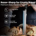 Bread Knife For Homemade Bread, 10.6 Inch Multifunction Serrated Knife, Razor Sharp Slicer, High Carbon German Steel Bread Cutter, Ergonomic Handle For Sourdough Turkey Fruit Cutting, Gift