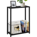 Narrow Side Table With Magazine Holder, Skinny End Table Perfect For Small Spaces, Space-Saving Design For Living Room, Bedroom, Or Office, 7.1" D X 16.9" W X 23.6" H, Black